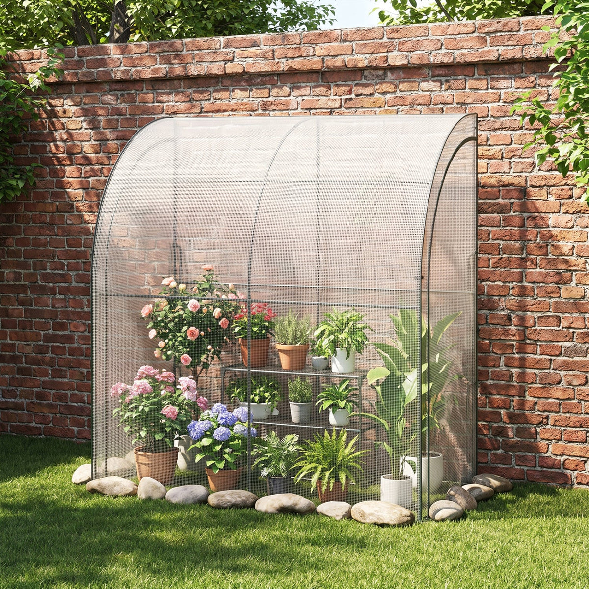 7 x 3.5 x 7 Feet Lean-to Greenhouse with Flower Rack, photo 4 of 5