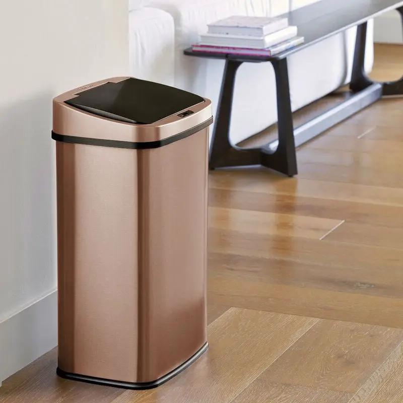 Gold 13-Gallon Stainless Steel Kitchen Trash Can with Motion Sensor Lid by HomePacific
