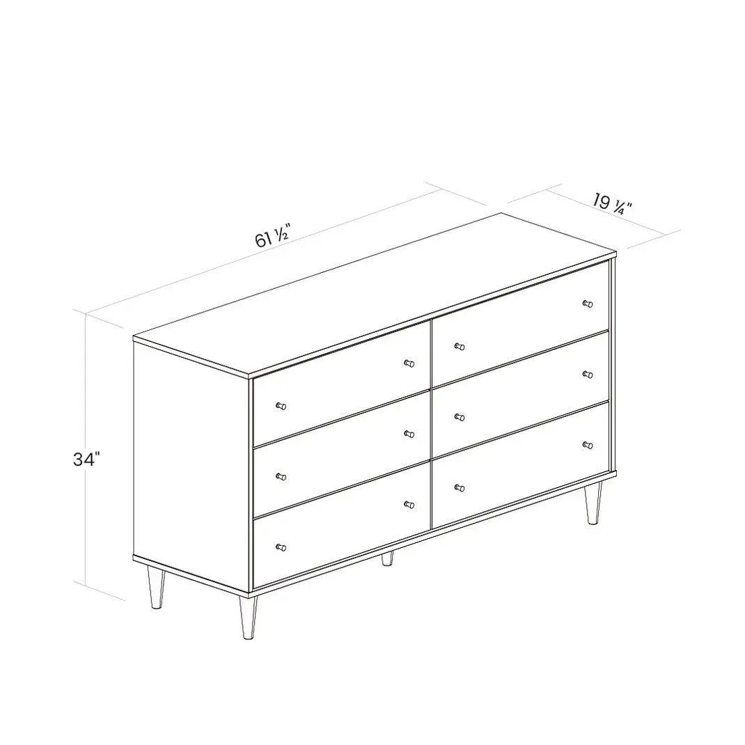 Farmhouse Rustic Walnut Mid Century 6 Drawer Dresser by HomePacific
