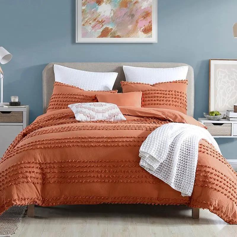 King size 5-Piece 100-Percent Cotton Clip Dot Comforter Set in Brick Orange by HomePacific