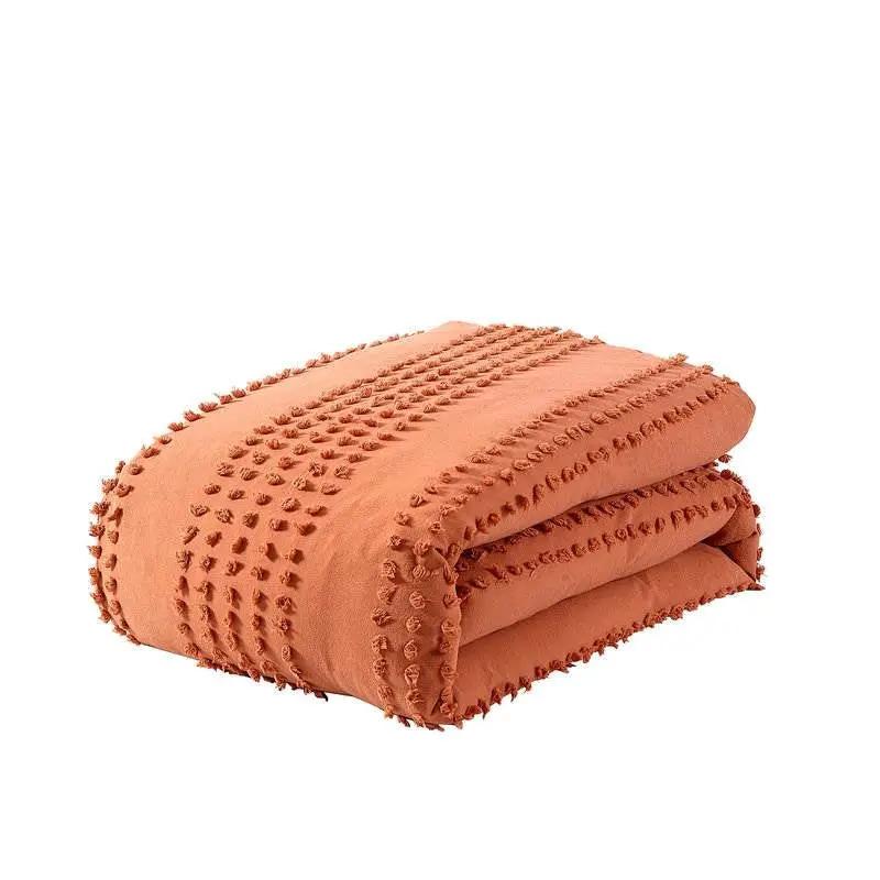 Full/Queen 5-Piece 100-Percent Cotton Clip Dot Comforter Set in Brick Orange by HomePacific