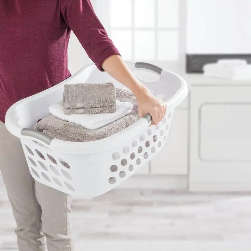 Set of 6 White Laundry Baskets w/ Carry Handles by HomePacific
