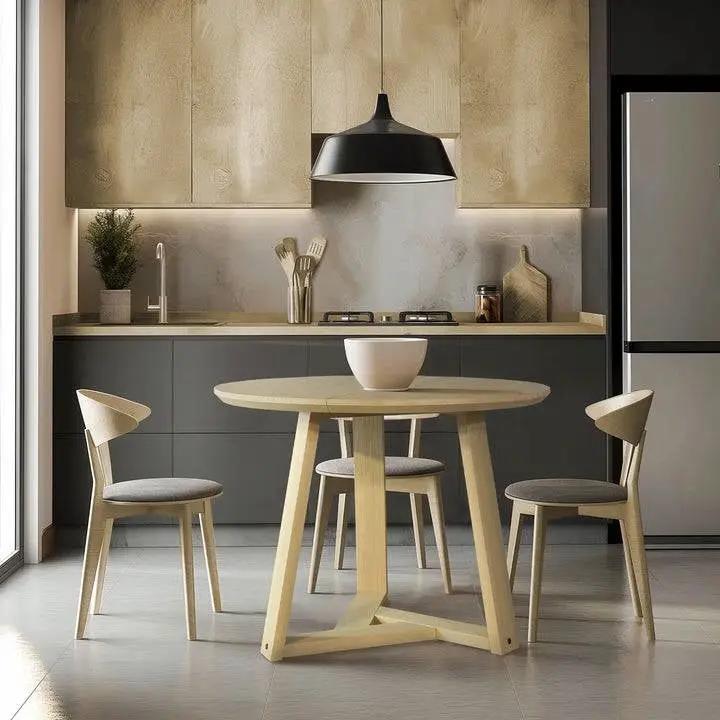 48 Inch Round Scandinavian Solid Wood Dining Table in Blonde by HomePacific