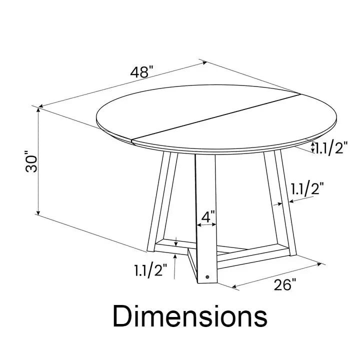 48 Inch Round Scandinavian Solid Wood Dining Table in Blonde by HomePacific