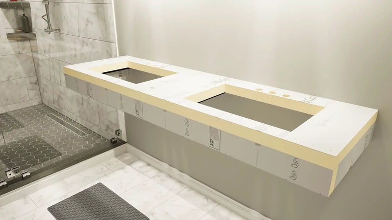 The Original Floating Bathroom Vanity Kit™ with GoBoard® & Original Vanity Bracket® by The Original Granite Bracket