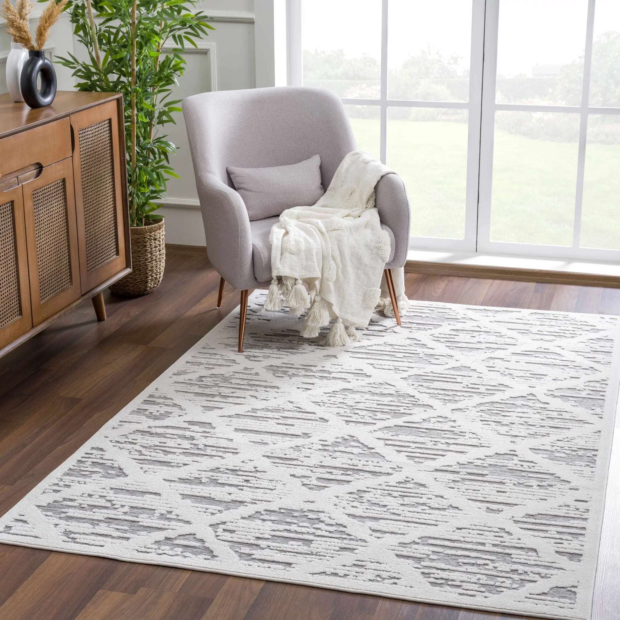 Gambang 3D Trellis Outdoor Area Rug - Clearance by Boutique Rugs