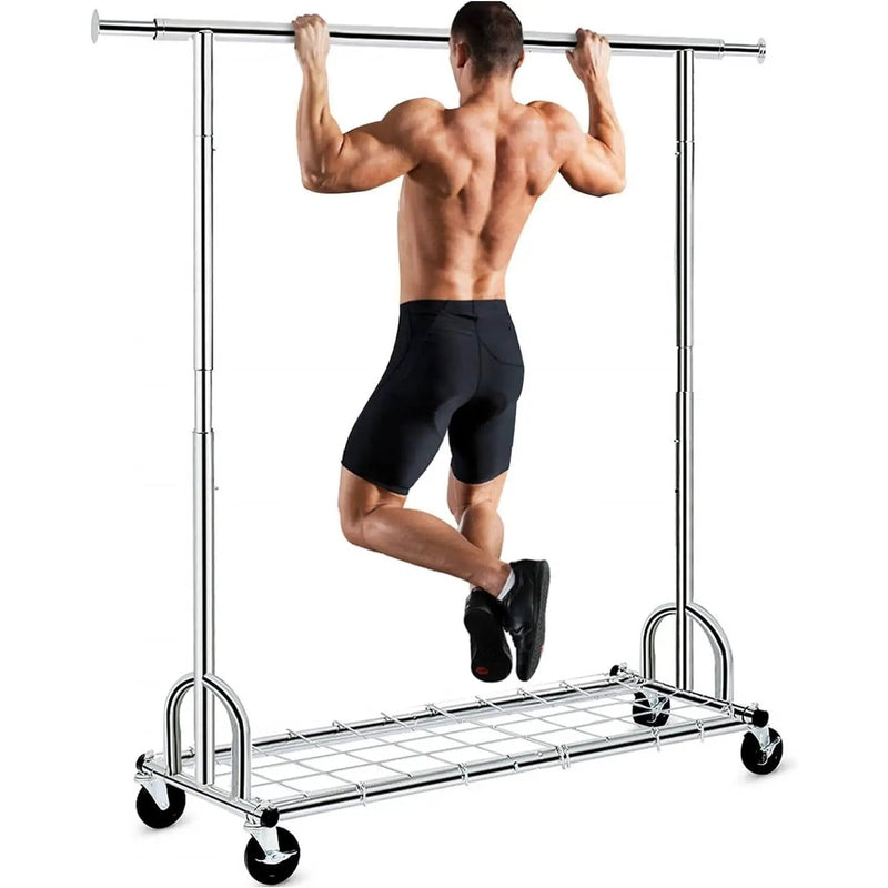 Heavy Duty Metal Clothing Garment Rack with Lockable Wheels - 450 lbs. Capacity by HomePacific
