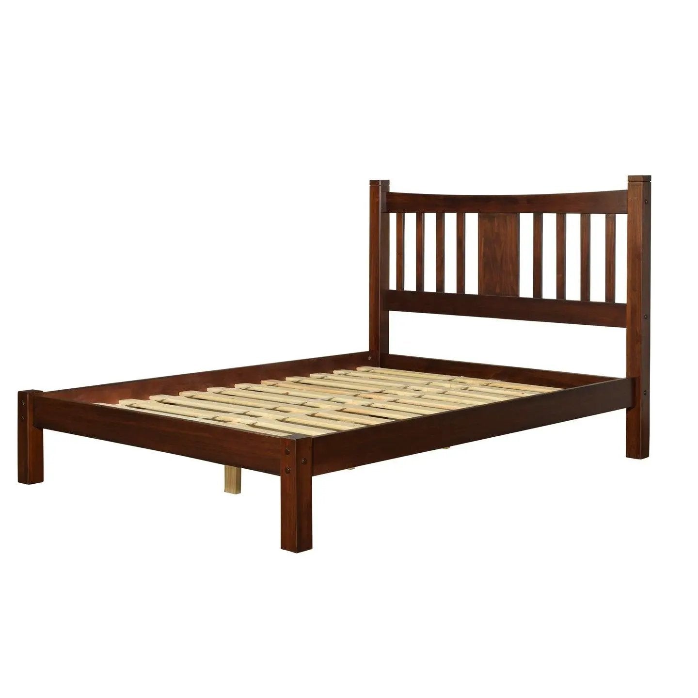Queen Farmhouse Style Solid Wood Platform Bed Frame with Headboard in Cherry by HomePacific