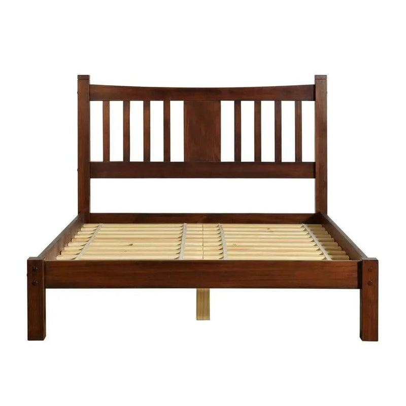 Queen Farmhouse Style Solid Wood Platform Bed Frame with Headboard in Cherry by HomePacific
