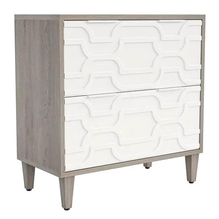 Modern Grey/White Wood 2 Drawer Filing Cabinet Printer Stand by HomePacific
