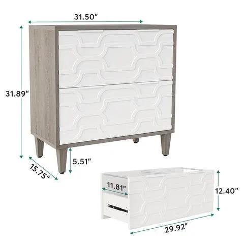 Modern Grey/White Wood 2 Drawer Filing Cabinet Printer Stand by HomePacific