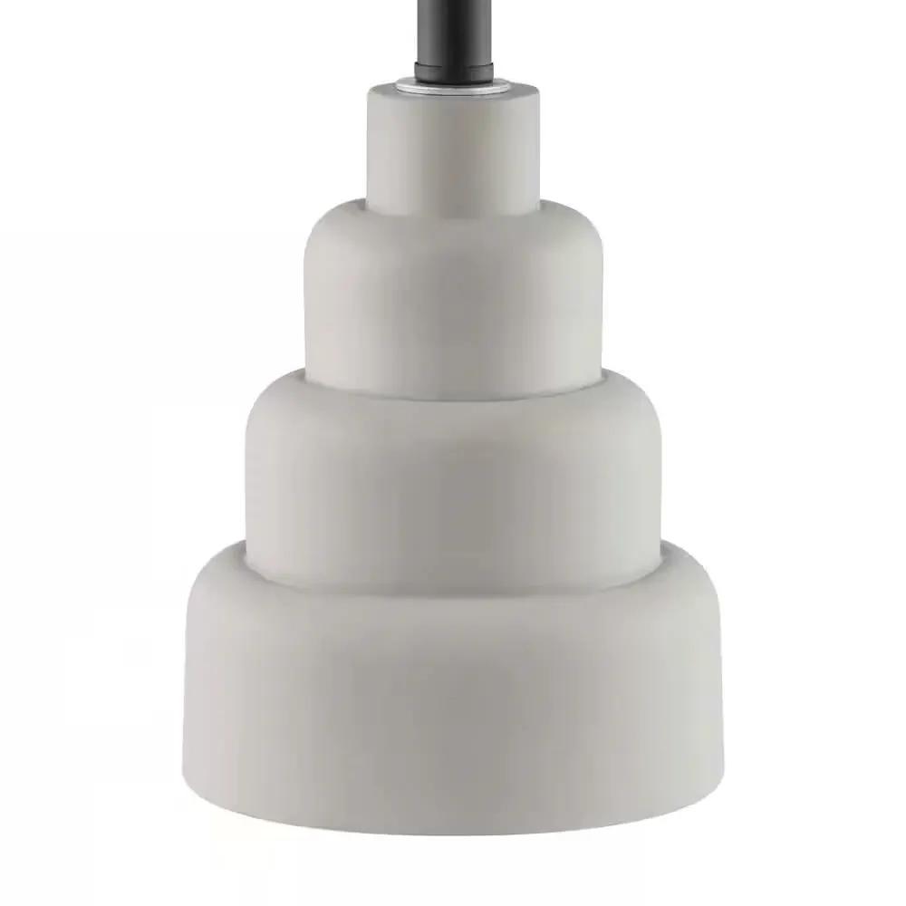 Small Grey Desk Light Table Lamp with White Fabric Shade for Bedside Nightstand by HomePacific
