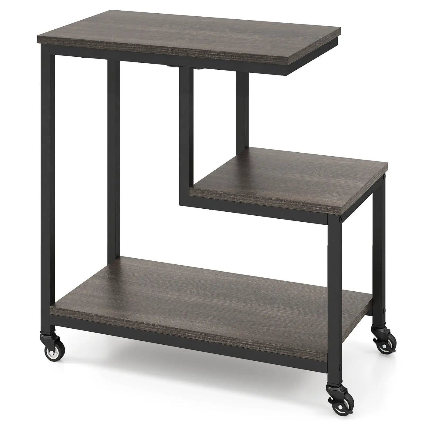 G-shaped Side Table 3-Tier Mobile End Table with Open Shelves by DirectDeals