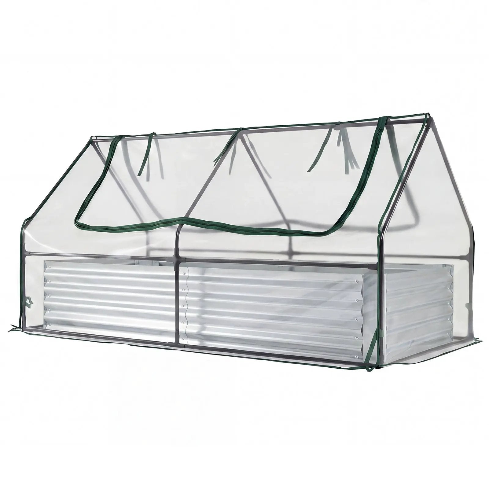 69 x 33 x 12 Inch Galvanized Raised Garden Bed with Cover-Black by DirectDeals