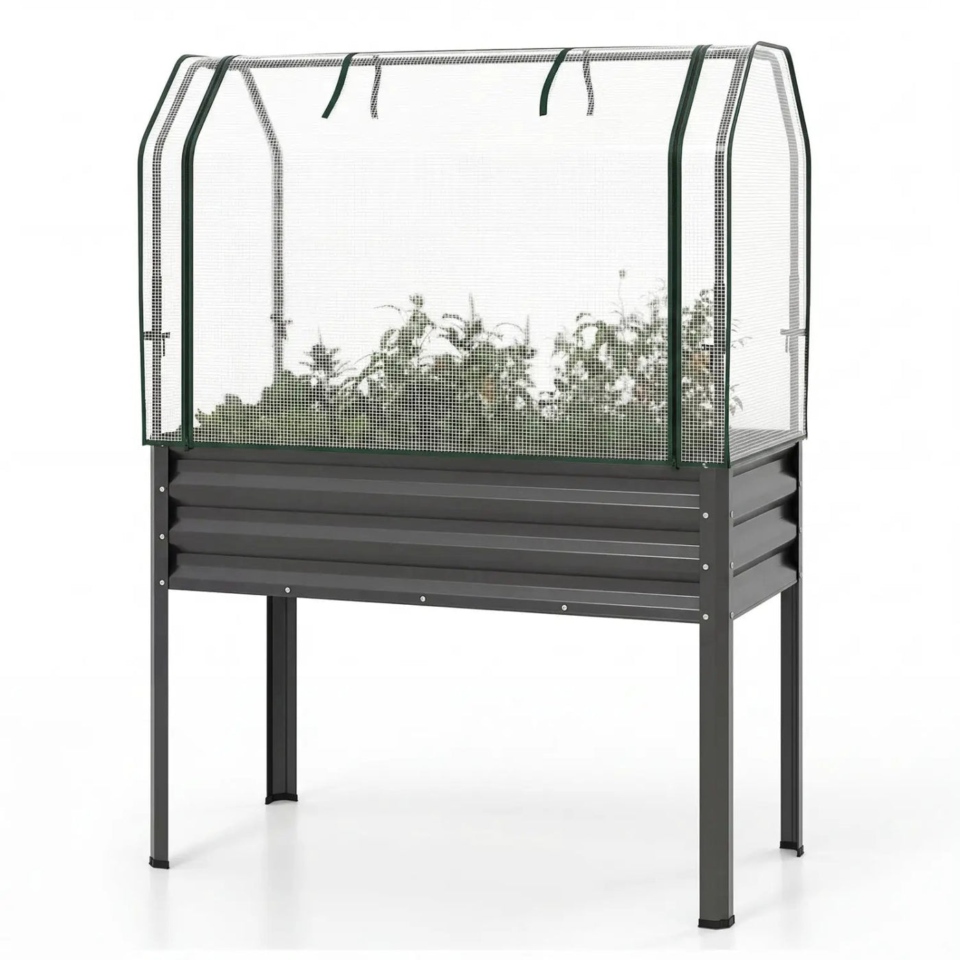 Galvanized Raised Garden Bed with Legs and Greenhouse Cover for Vegetable Flower by DirectDeals