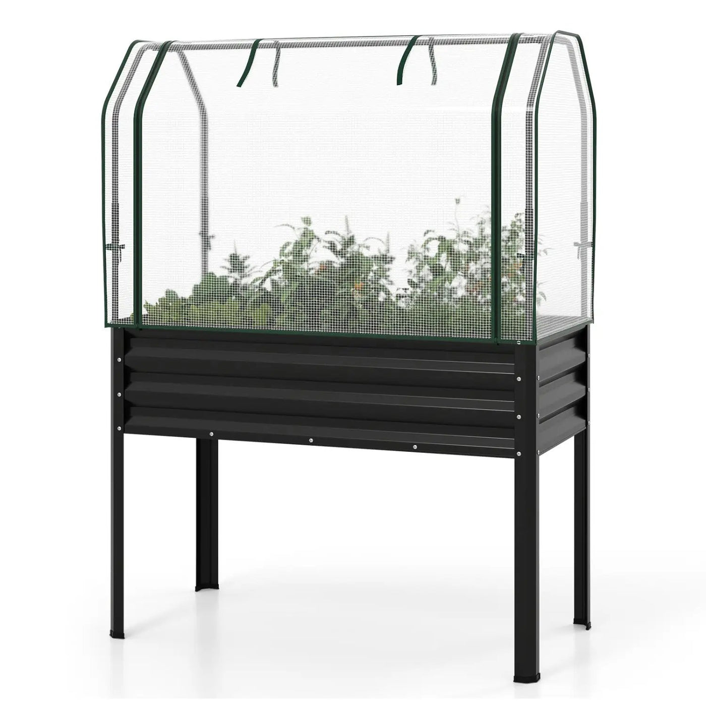 Galvanized Raised Garden Bed with Legs and Greenhouse Cover for Vegetable Flower by DirectDeals