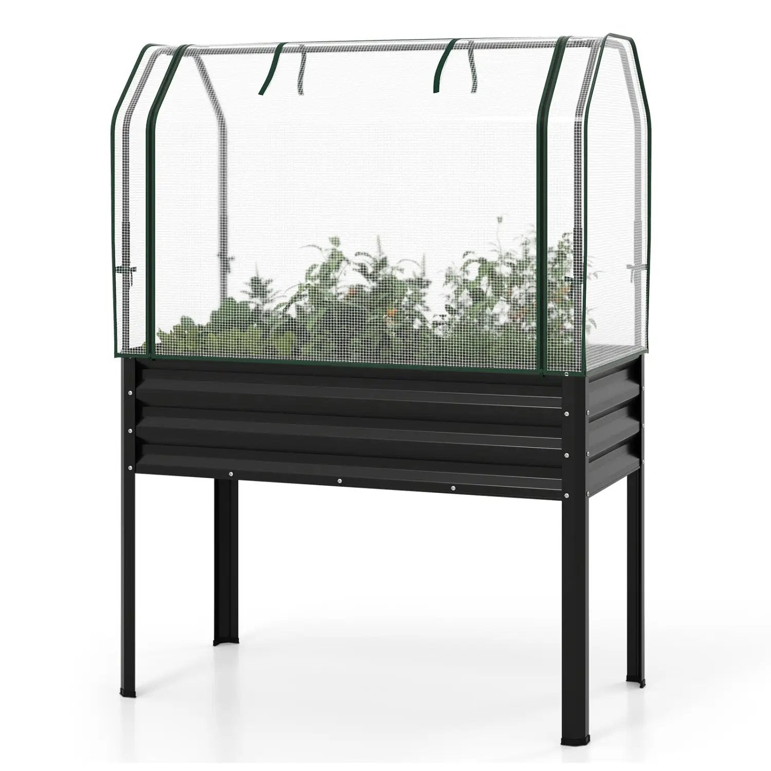 Galvanized Raised Garden Bed with Legs and Greenhouse Cover for Vegetable Flower by DirectDeals