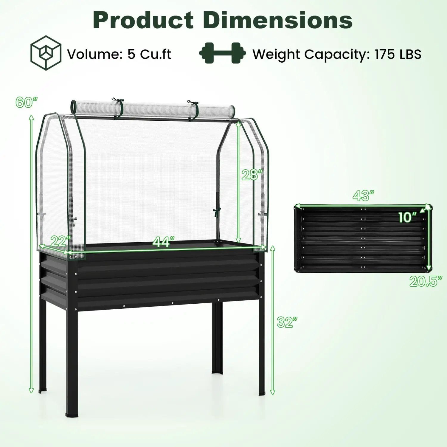 Galvanized Raised Garden Bed with Legs and Greenhouse Cover for Vegetable Flower by DirectDeals