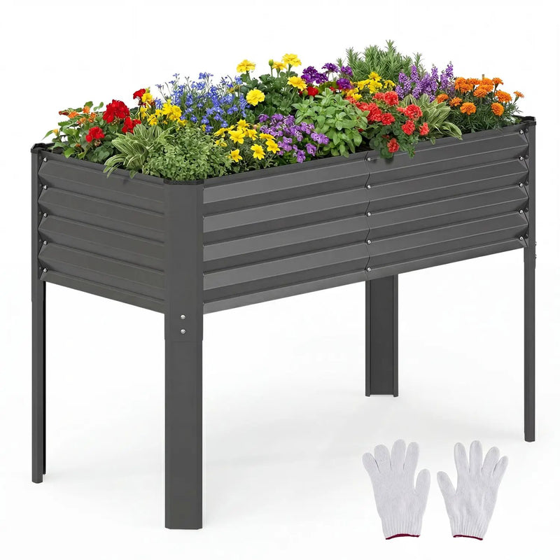 Galvanized Raised Garden Bed with Legs 46" x 24" x 31" Metal Elevated Planter Box by DirectDeals