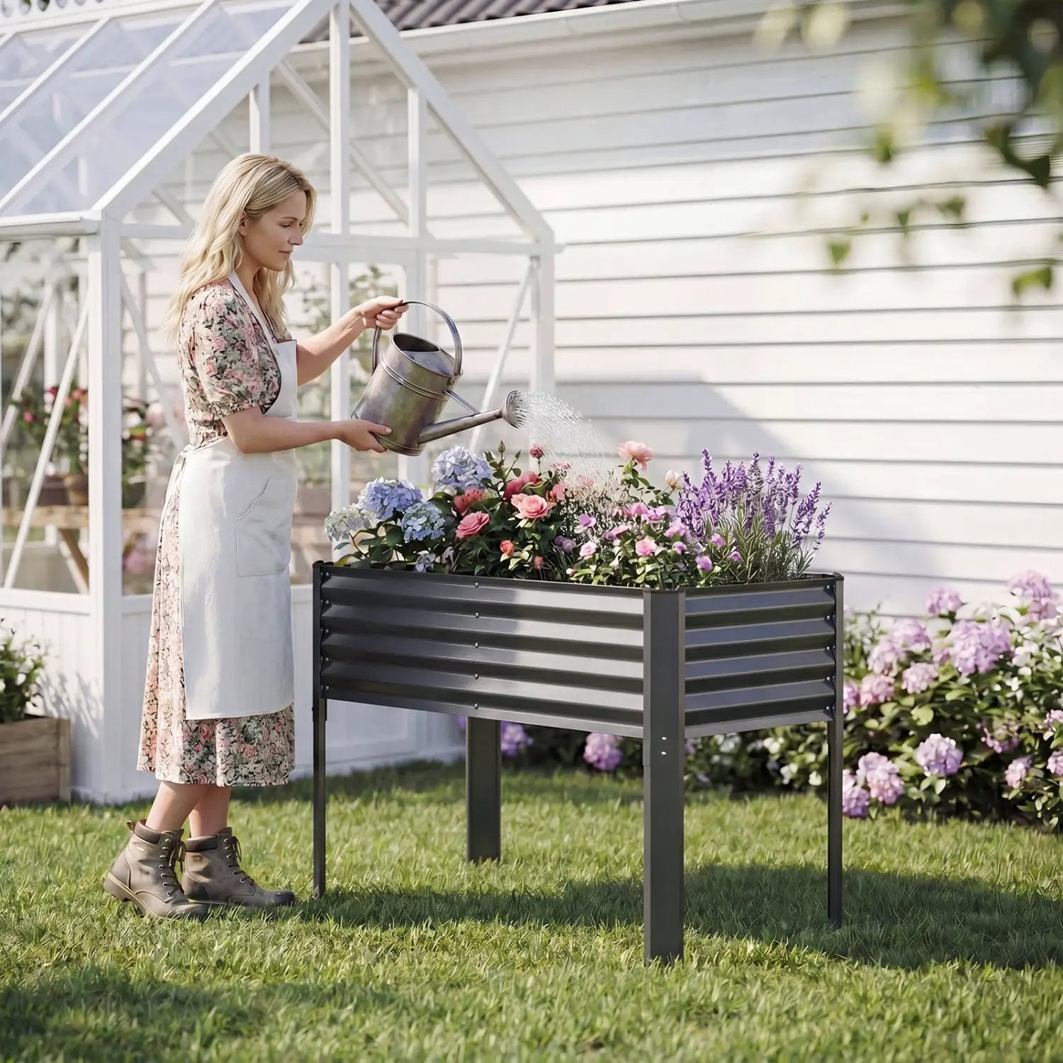 Galvanized Raised Garden Bed with Legs 46" x 24" x 31" Metal Elevated Planter Box by DirectDeals
