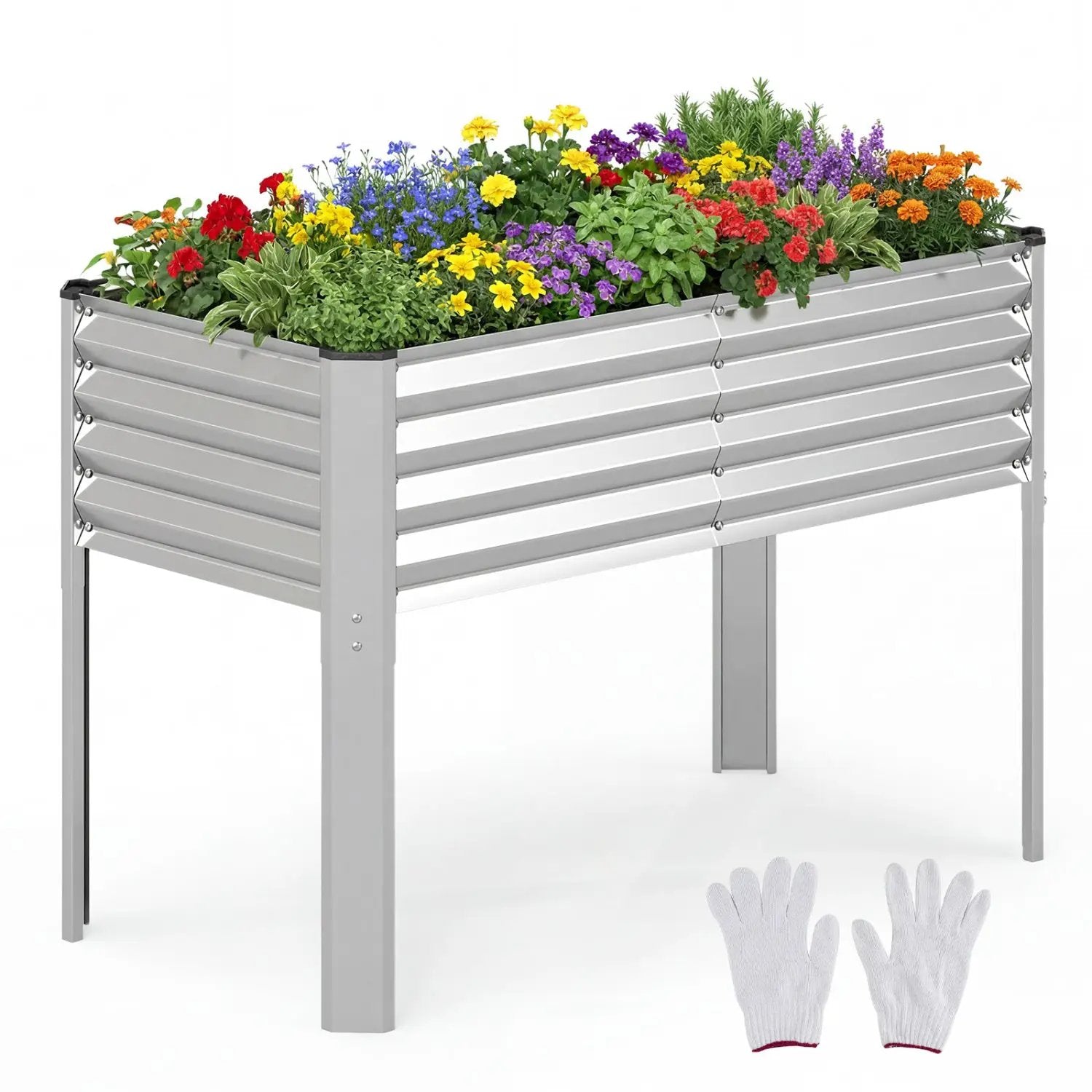 Galvanized Raised Garden Bed with Legs 46" x 24" x 31" Metal Elevated Planter Box by DirectDeals
