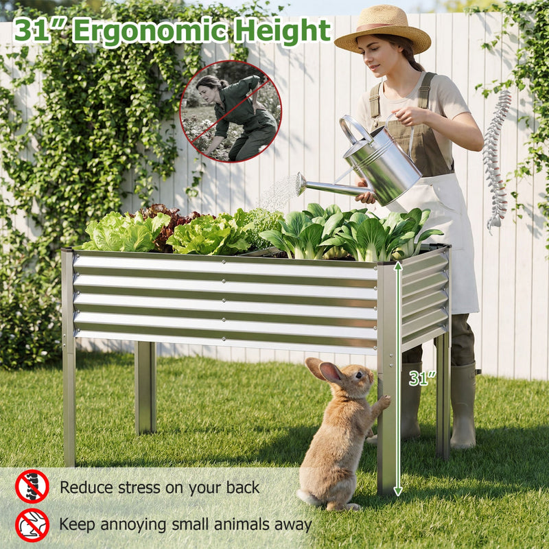 Galvanized Raised Garden Bed with Legs 46" x 24" x 31" Metal Elevated Planter Box by DirectDeals