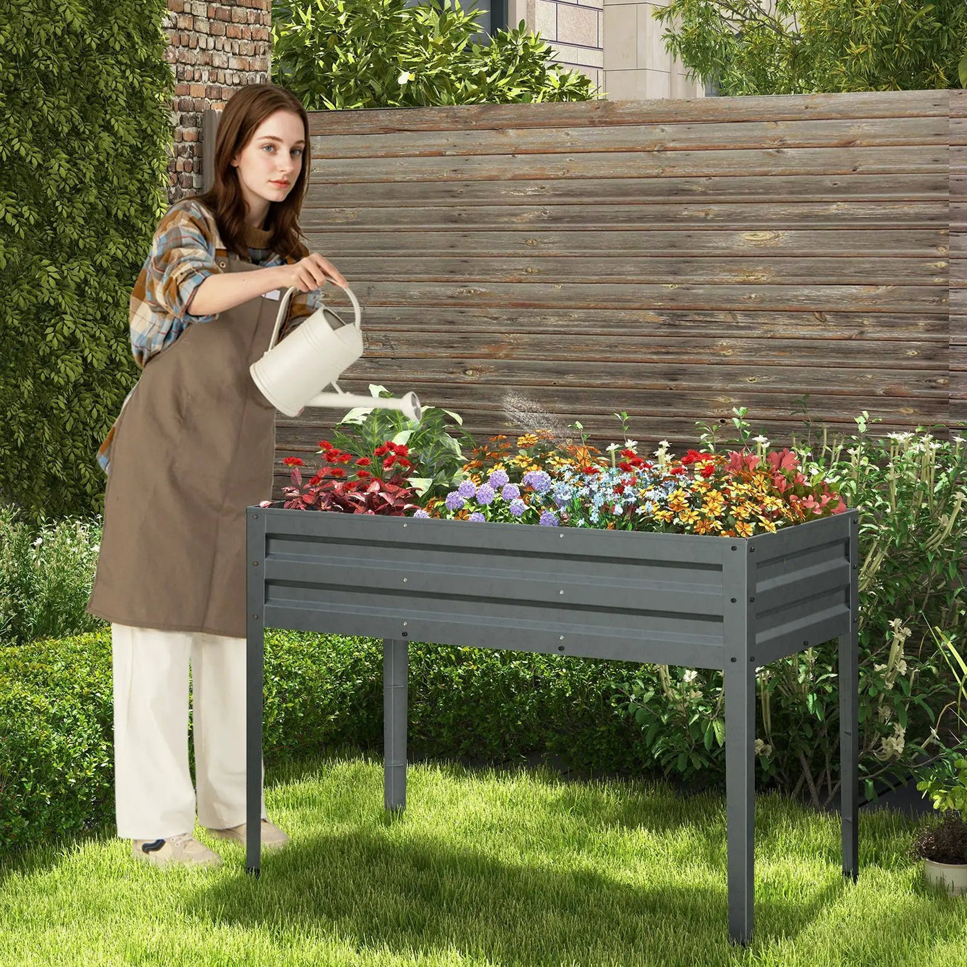 Galvanized Raised Garden Bed Elevated Planter Box with Legs and Drainage Hole by DirectDeals