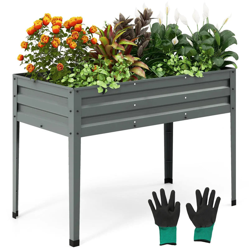 Galvanized Raised Garden Bed Elevated Planter Box with Legs and Drainage Hole by DirectDeals