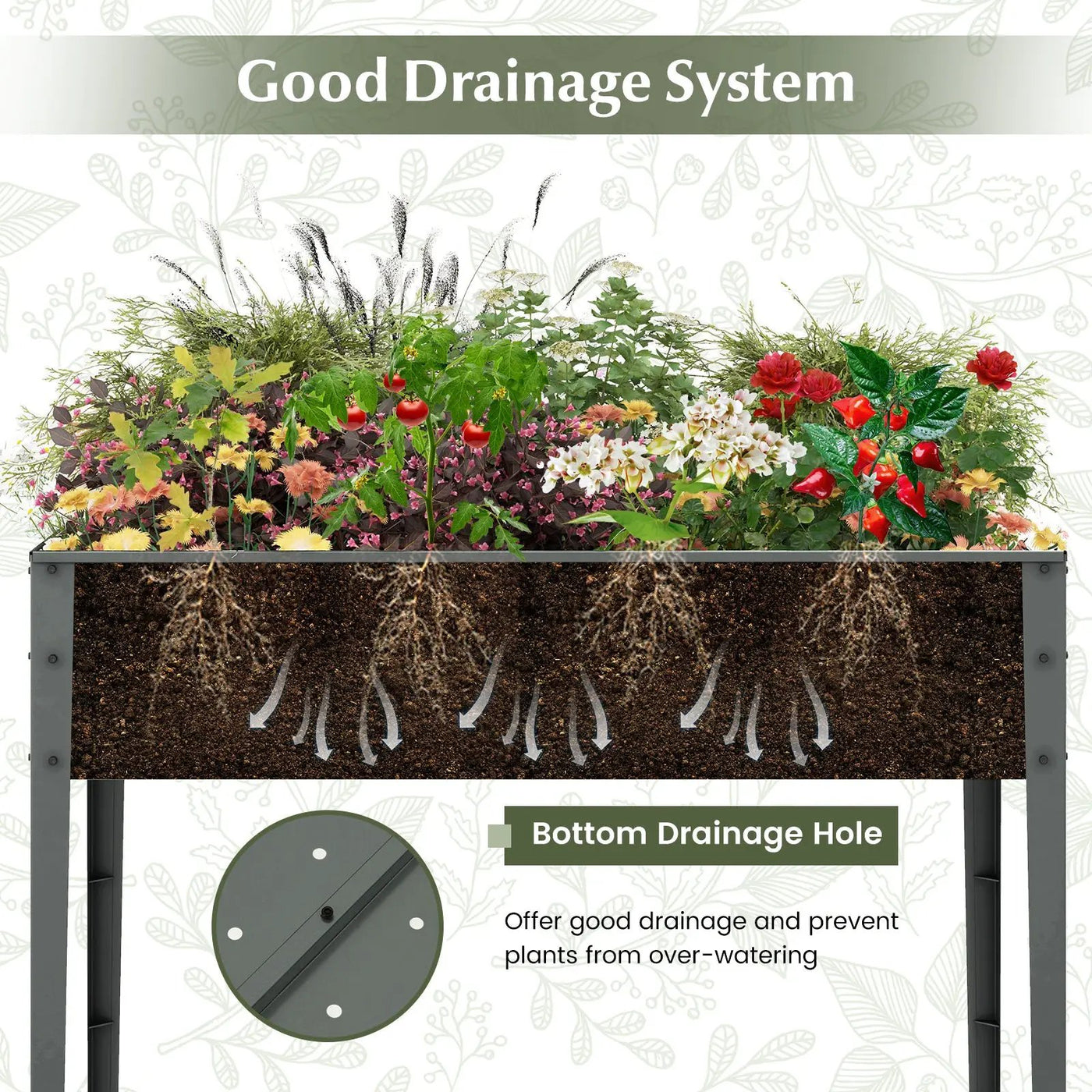 Galvanized Raised Garden Bed Elevated Planter Box with Legs and Drainage Hole by DirectDeals
