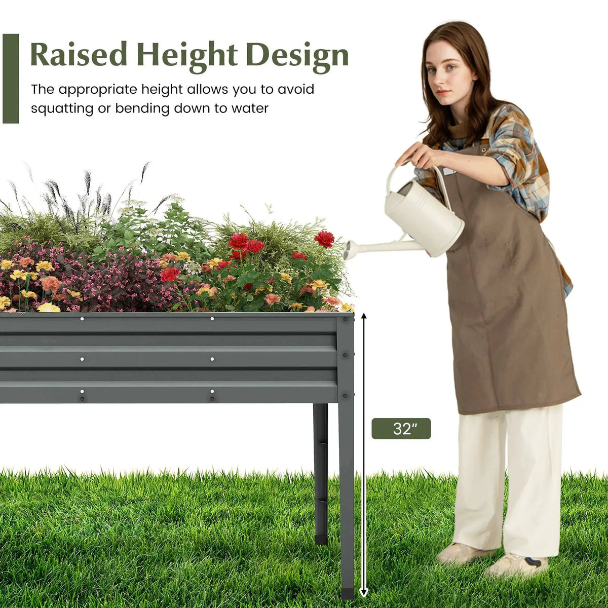 Galvanized Raised Garden Bed Elevated Planter Box with Legs and Drainage Hole by DirectDeals