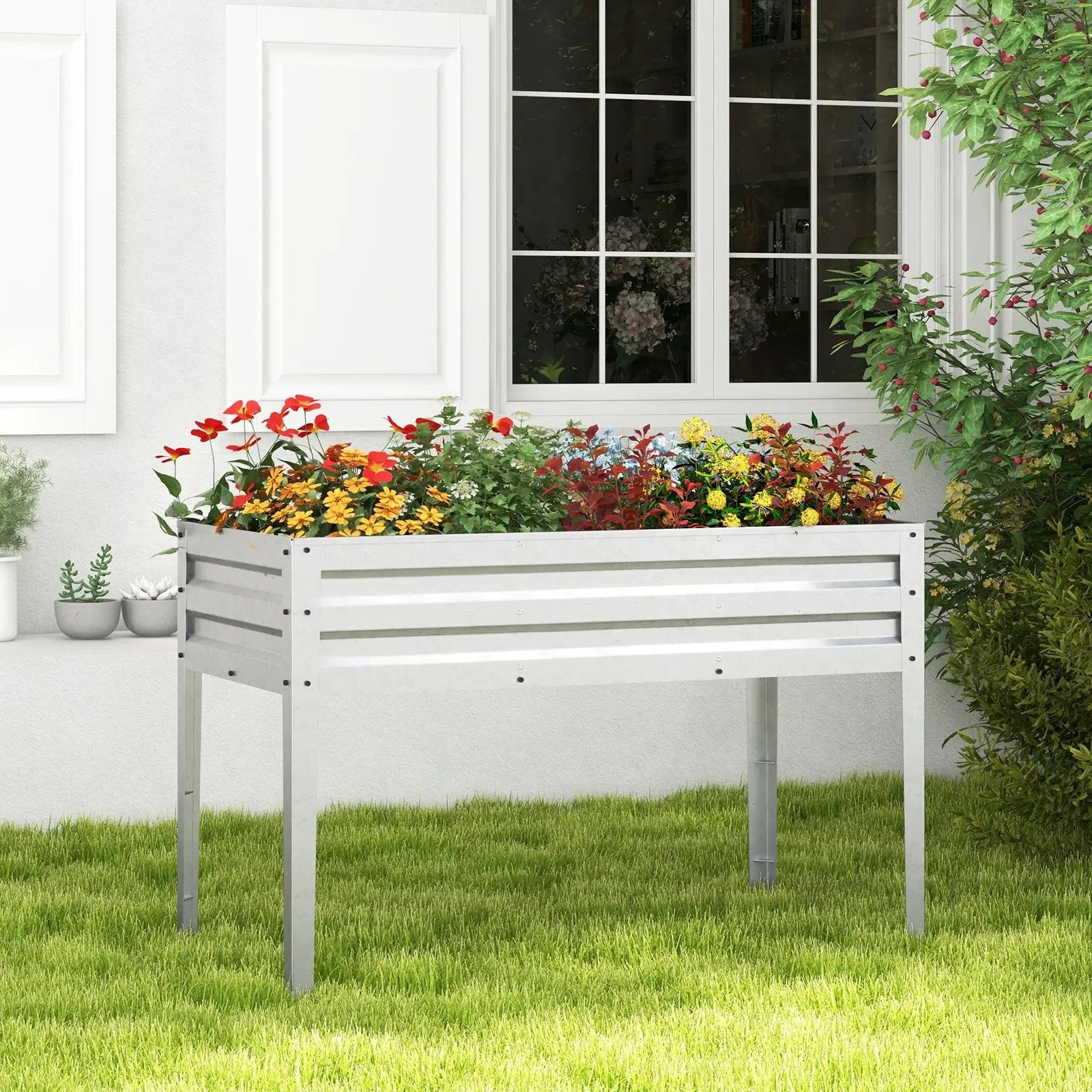 Galvanized Raised Garden Bed Elevated Planter Box with Legs and Drainage Hole by DirectDeals