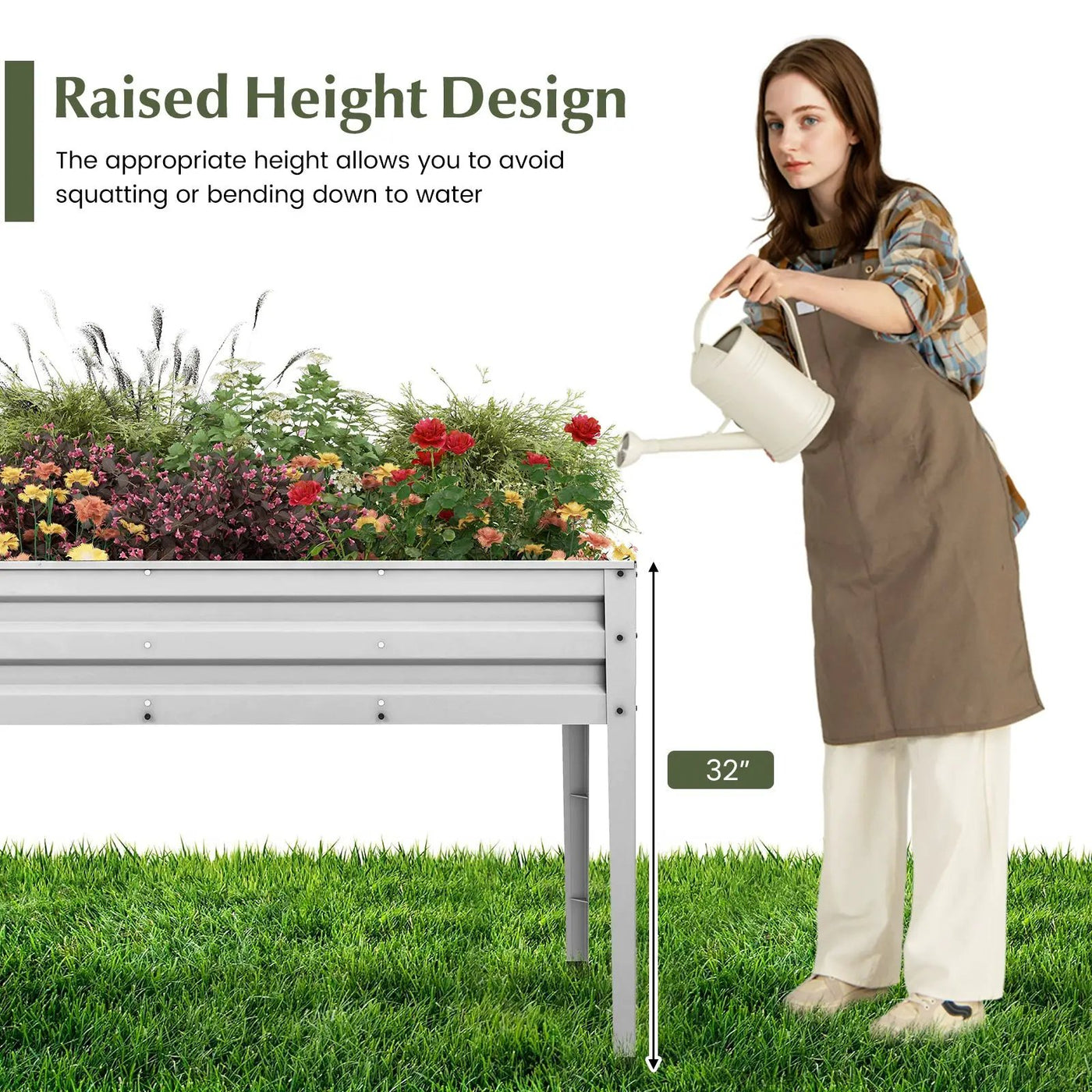Galvanized Raised Garden Bed Elevated Planter Box with Legs and Drainage Hole by DirectDeals
