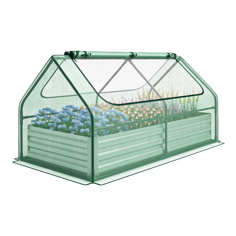 6 x 3 x 3 Feet Galvanized Raised Garden Bed with Greenhouse by DirectDeals