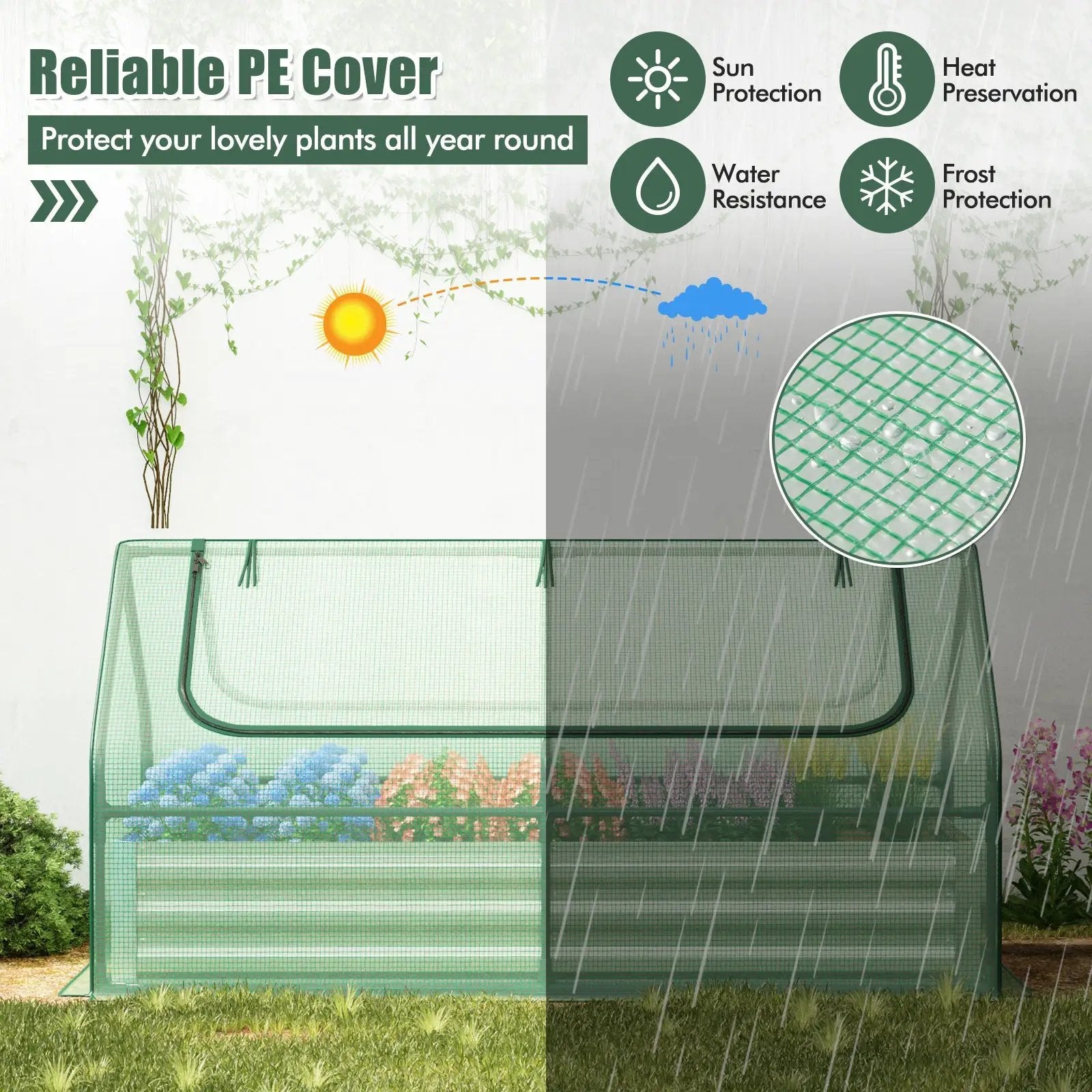 6 x 3 x 3 Feet Galvanized Raised Garden Bed with Greenhouse by DirectDeals