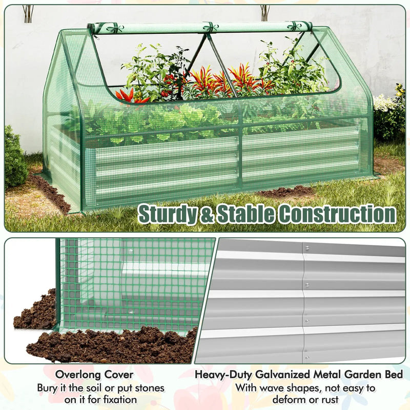 6 x 3 x 3 Feet Galvanized Raised Garden Bed with Greenhouse by DirectDeals