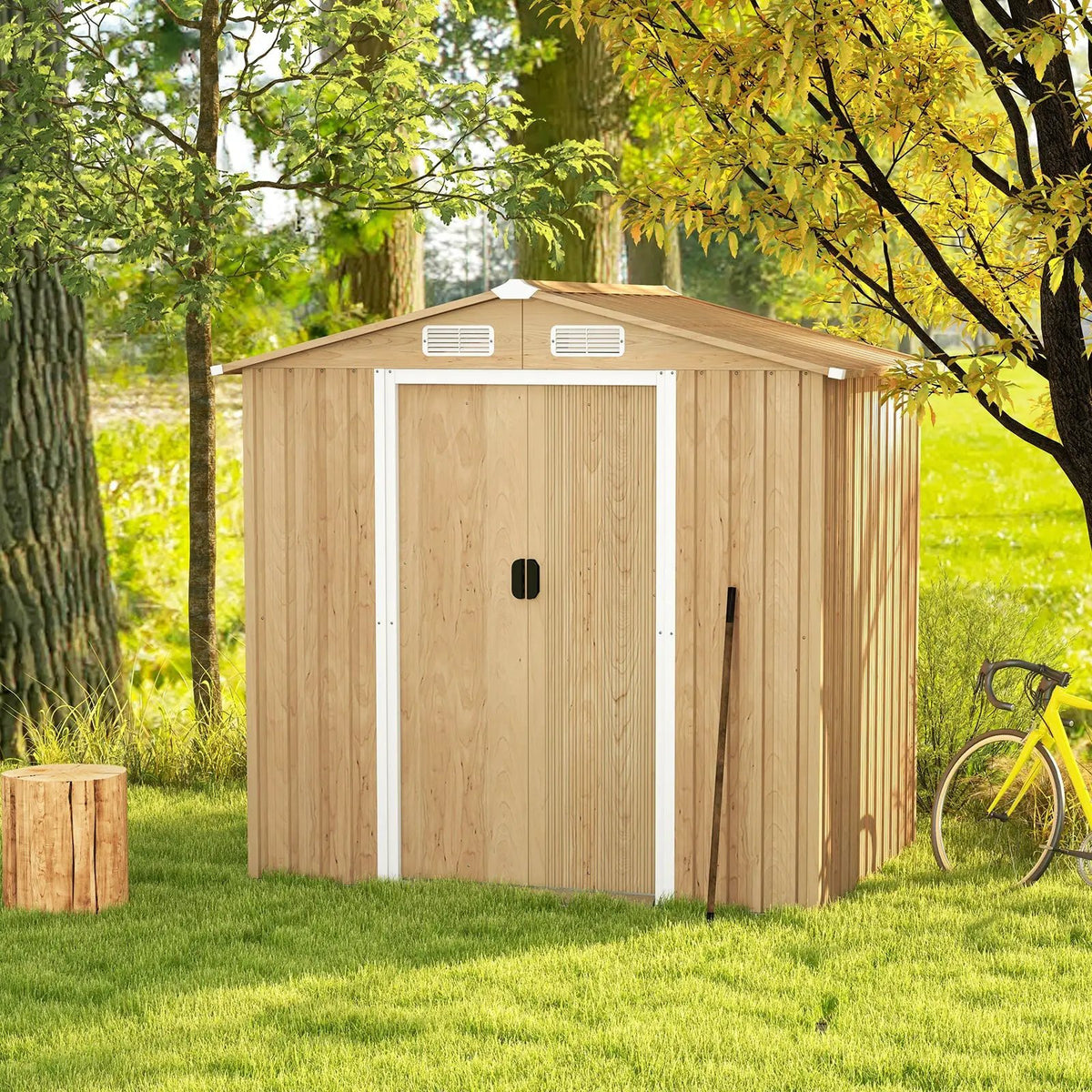 6 x 4 Feet Galvanized Steel Storage Shed with Lockable Sliding Doors by DirectDeals