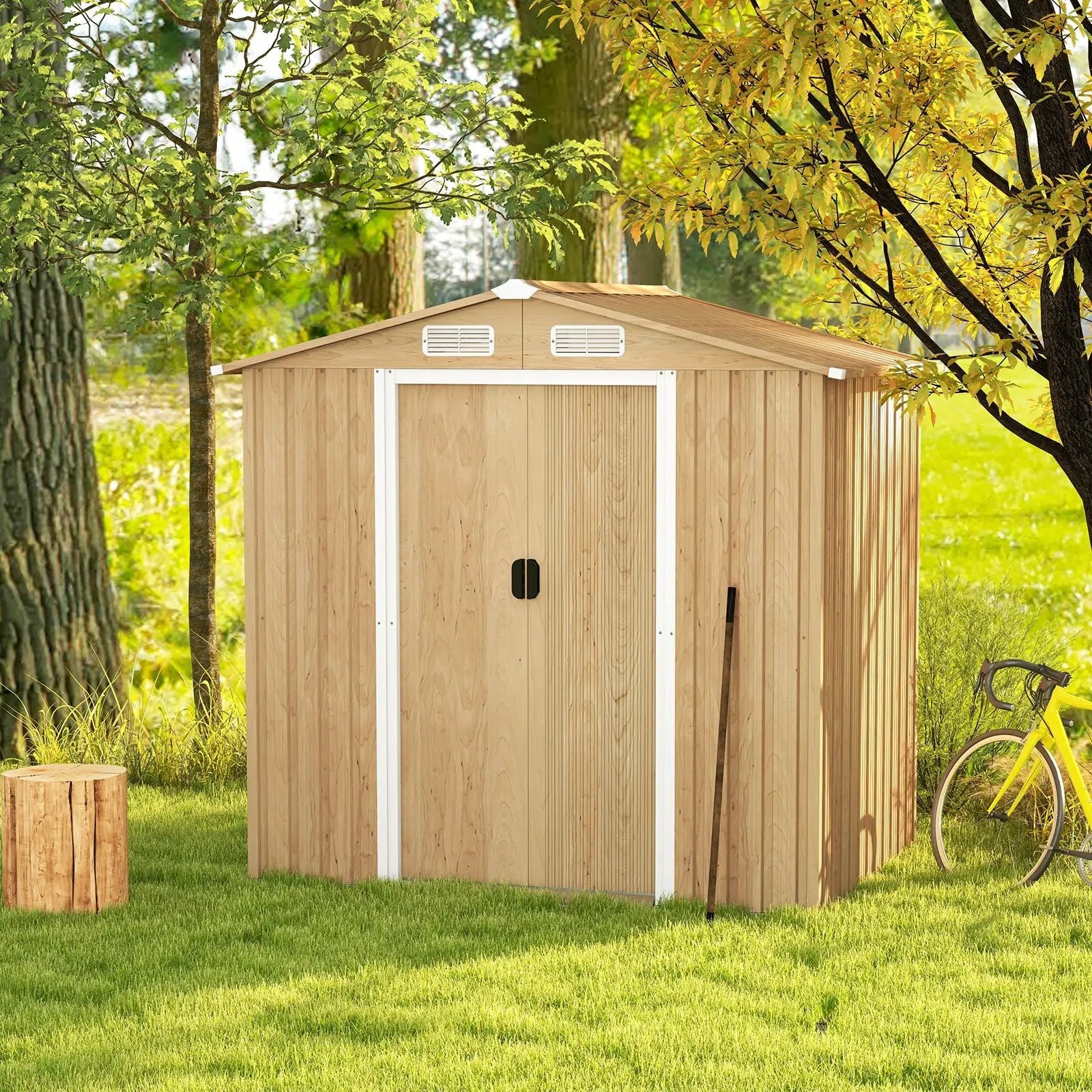 6 x 4 Feet Galvanized Steel Storage Shed with Lockable Sliding Doors by DirectDeals