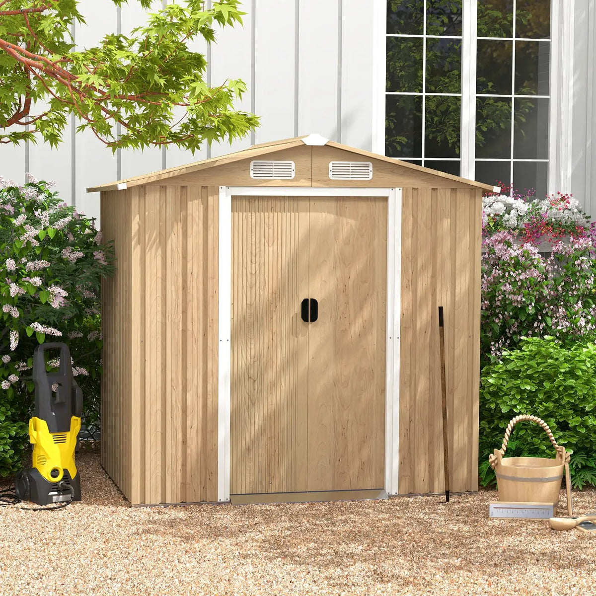 6 x 4 Feet Galvanized Steel Storage Shed with Lockable Sliding Doors by DirectDeals
