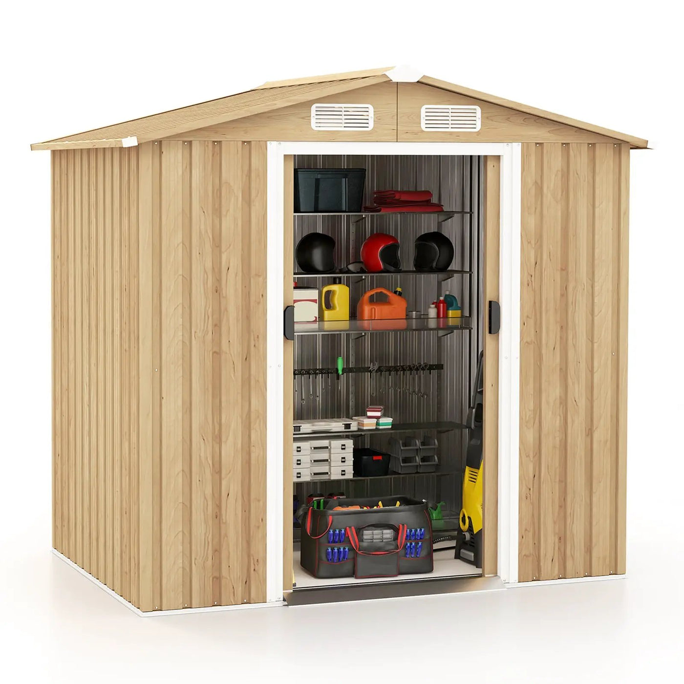 6 x 4 Feet Galvanized Steel Storage Shed with Lockable Sliding Doors by DirectDeals
