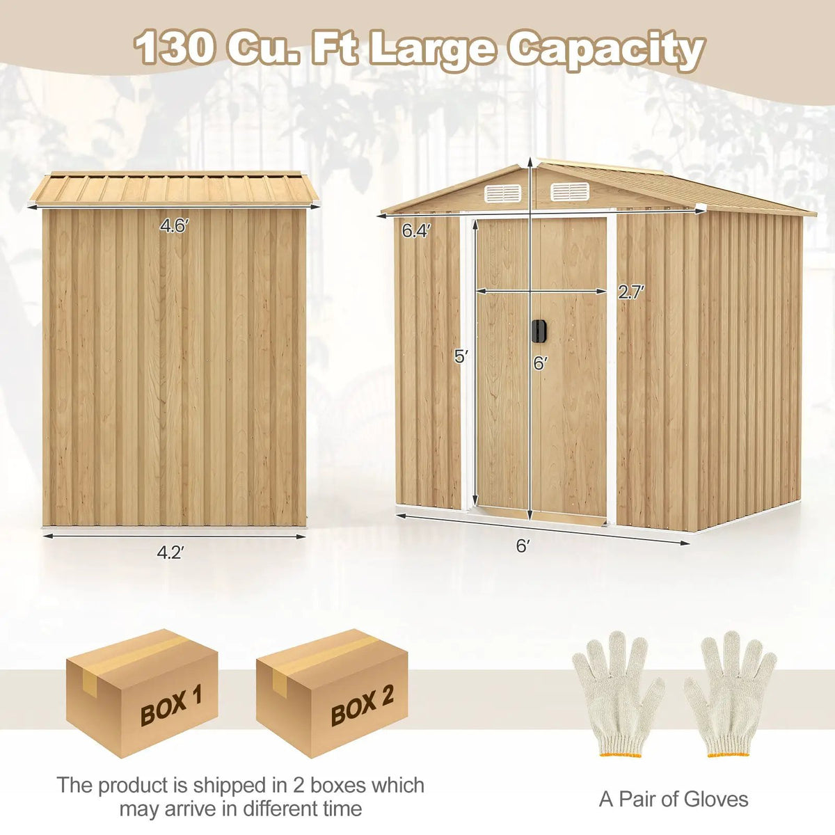 6 x 4 Feet Galvanized Steel Storage Shed with Lockable Sliding Doors by DirectDeals