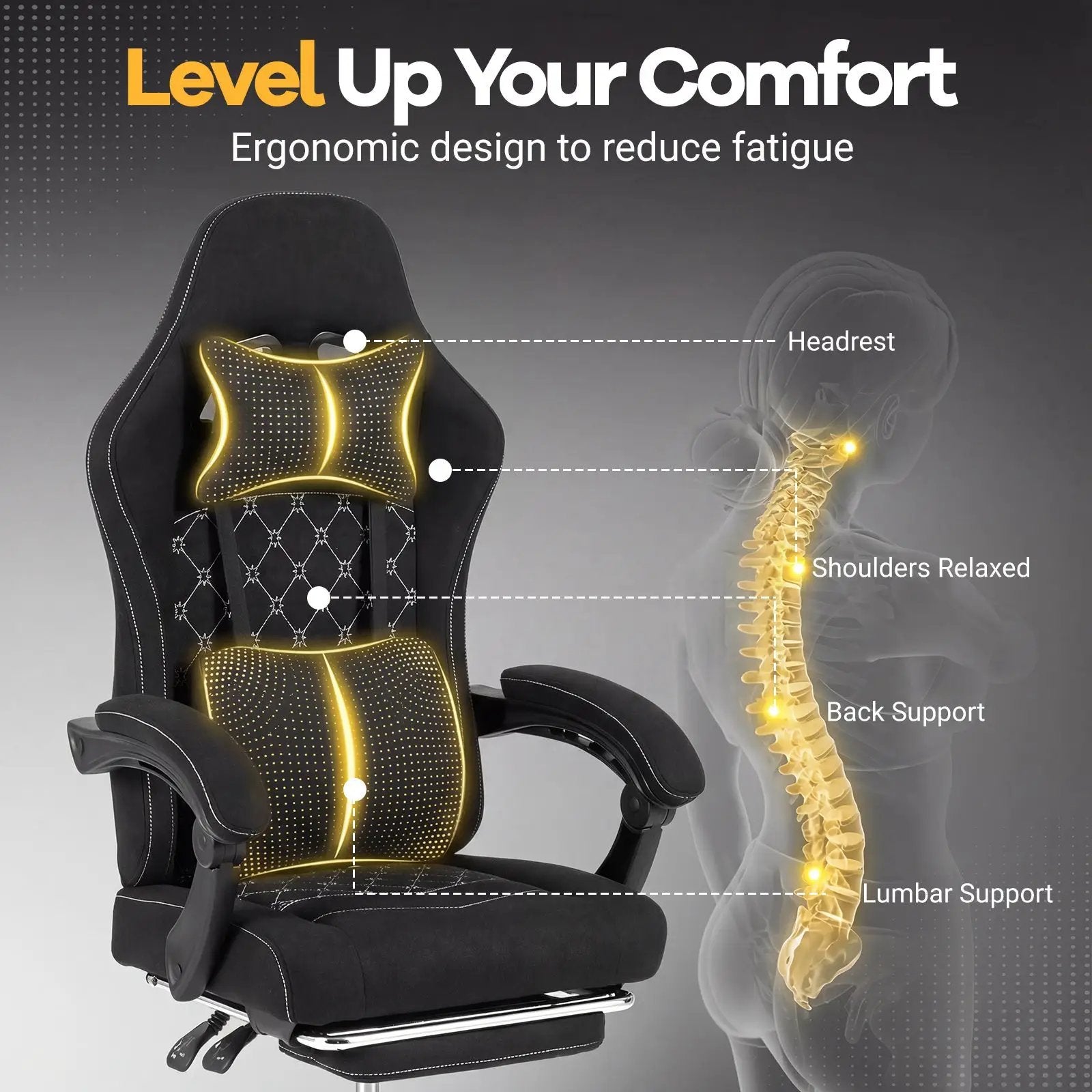 Gaming Chair Height Adjustable Computer Chair with Headrest Video Game Chair by DirectDeals
