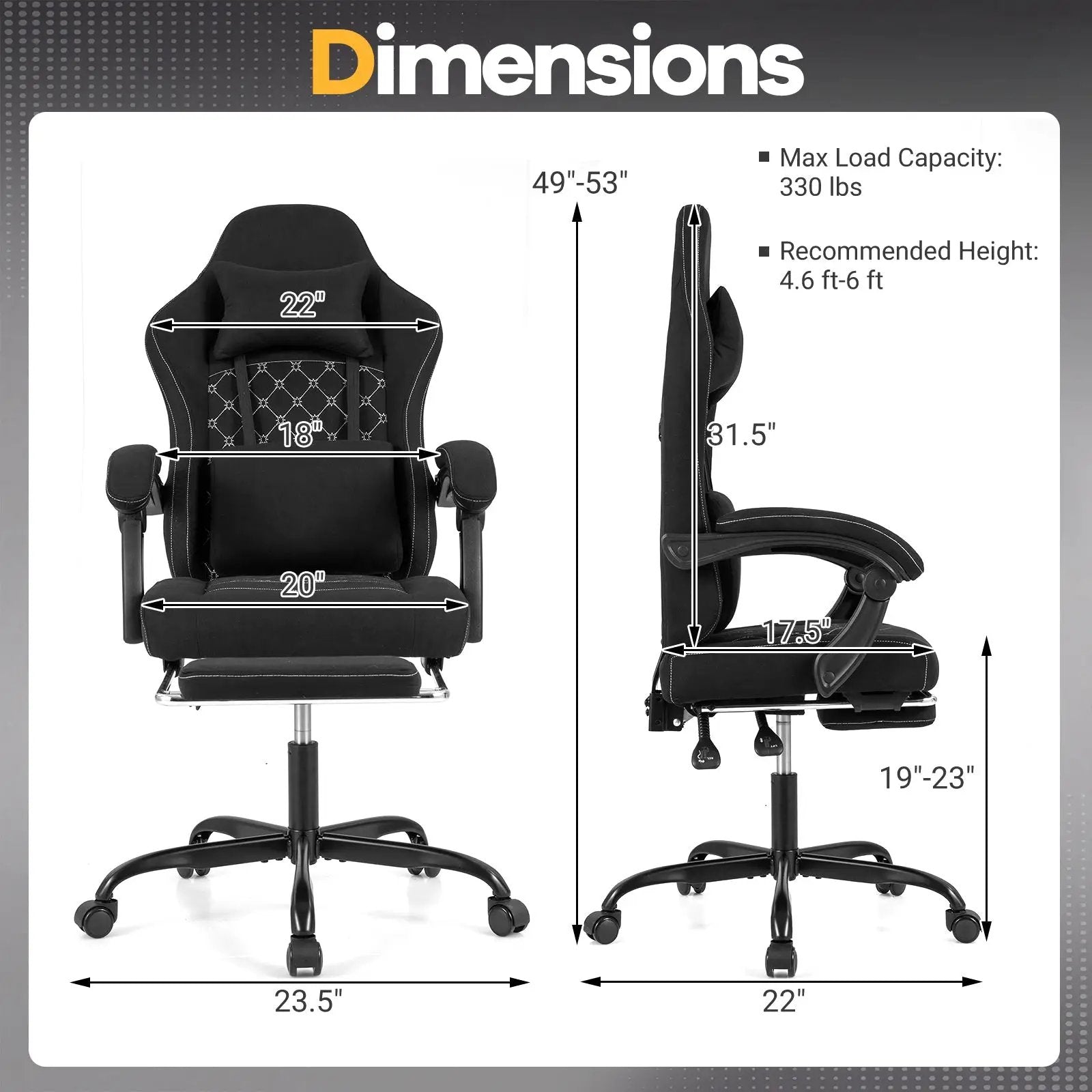 Gaming Chair Height Adjustable Computer Chair with Headrest Video Game Chair by DirectDeals