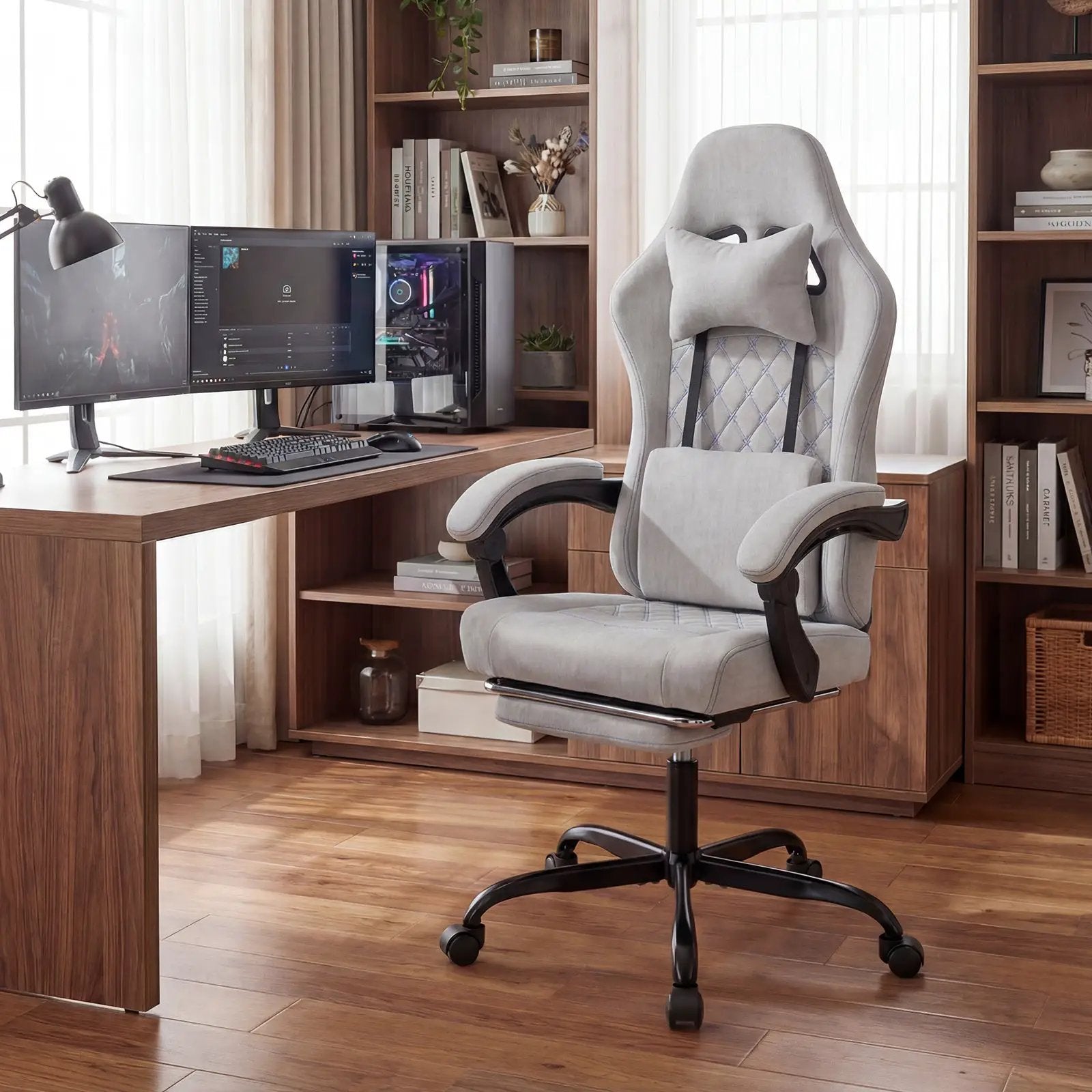 Gaming Chair Height Adjustable Computer Chair with Headrest Video Game Chair by DirectDeals