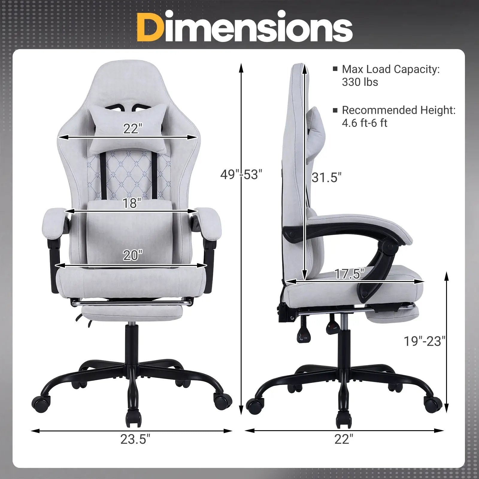 Gaming Chair Height Adjustable Computer Chair with Headrest Video Game Chair by DirectDeals