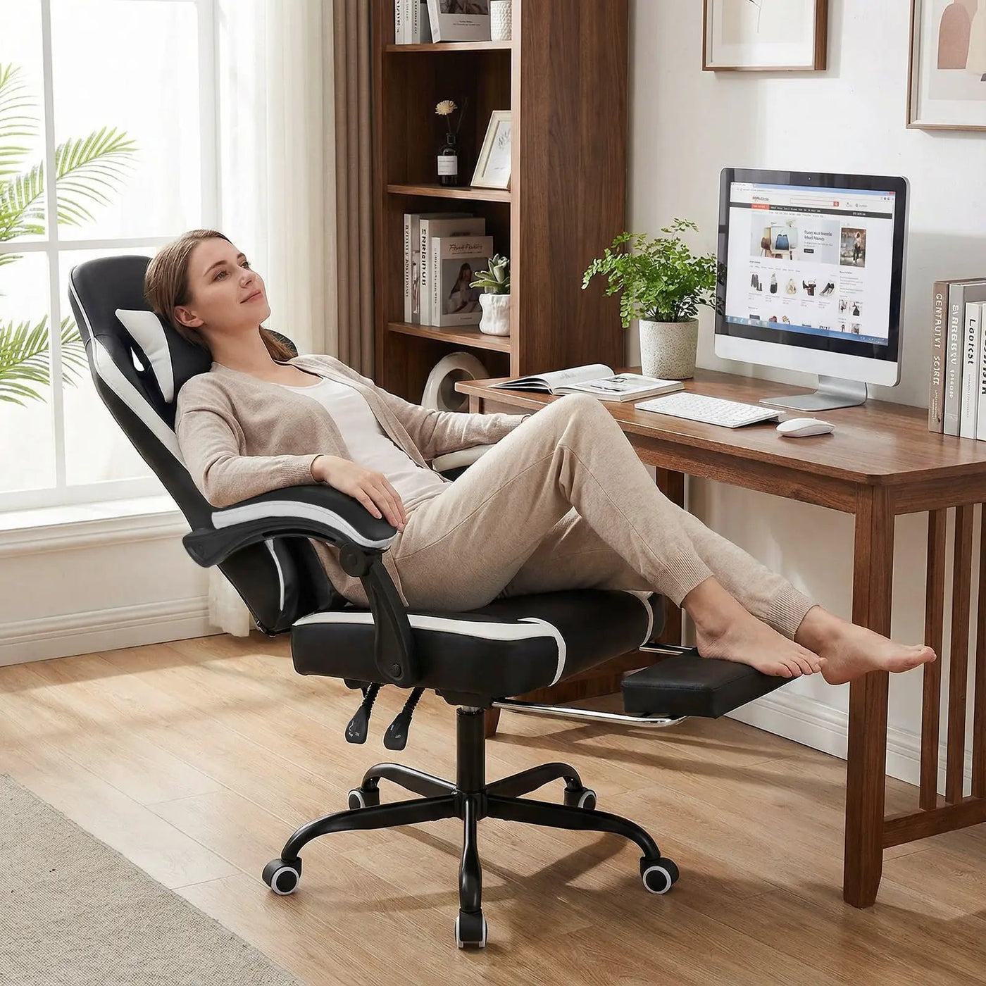 Gaming Chair Height Adjustable Computer Chair with Headrest Ergonomic Office Task Chair by DirectDeals