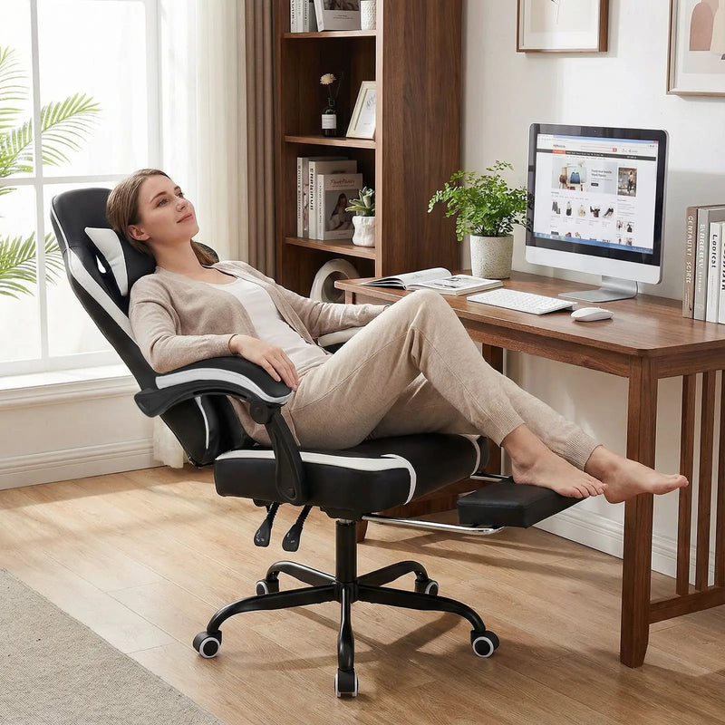 Gaming Chair Height Adjustable Computer Chair with Headrest Ergonomic Office Task Chair by DirectDeals
