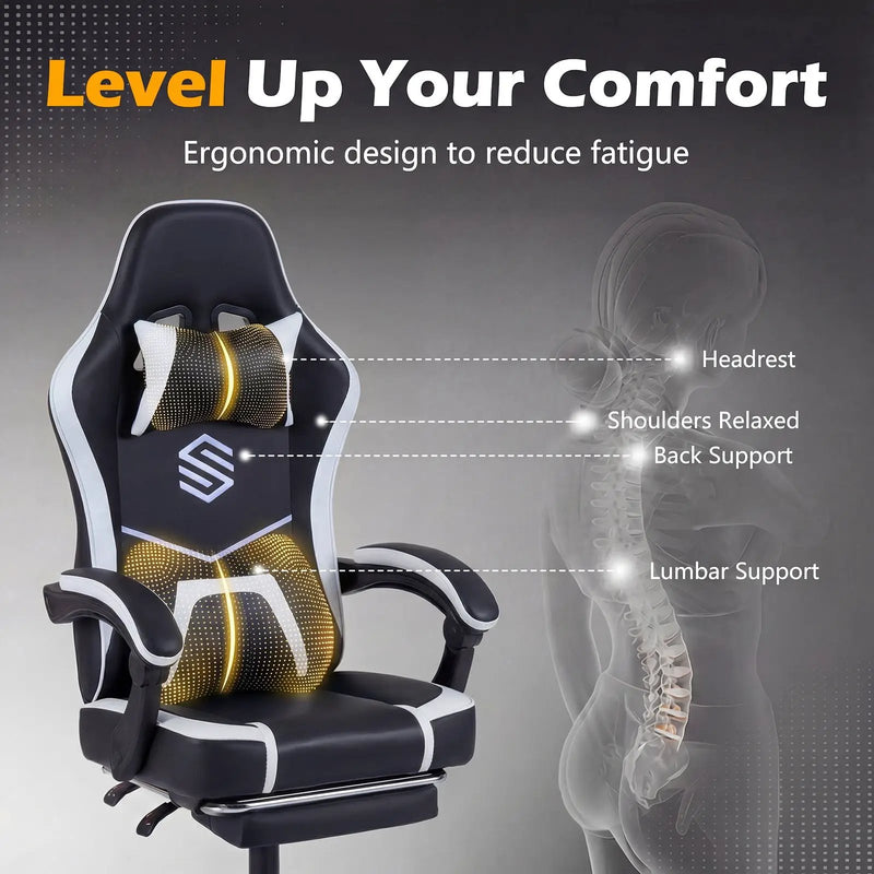 Gaming Chair Height Adjustable Computer Chair with Headrest Ergonomic Office Task Chair by DirectDeals