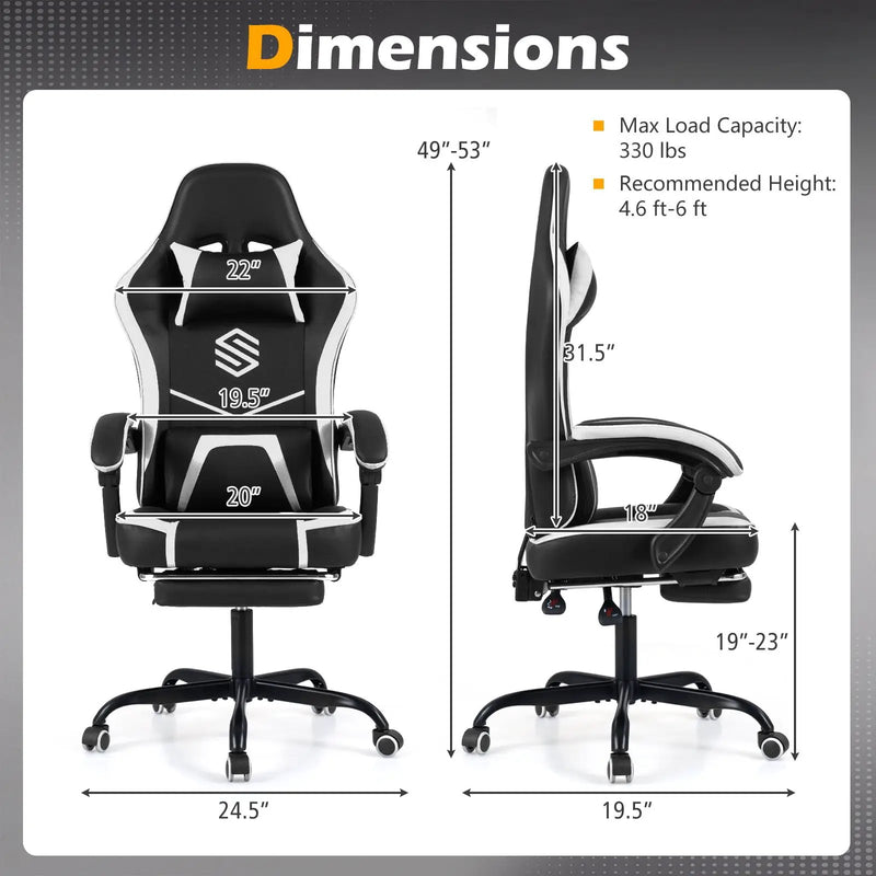 Gaming Chair Height Adjustable Computer Chair with Headrest Ergonomic Office Task Chair by DirectDeals