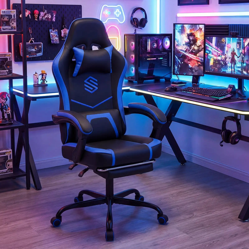 Gaming Chair Height Adjustable Computer Chair with Headrest Ergonomic Office Task Chair by DirectDeals