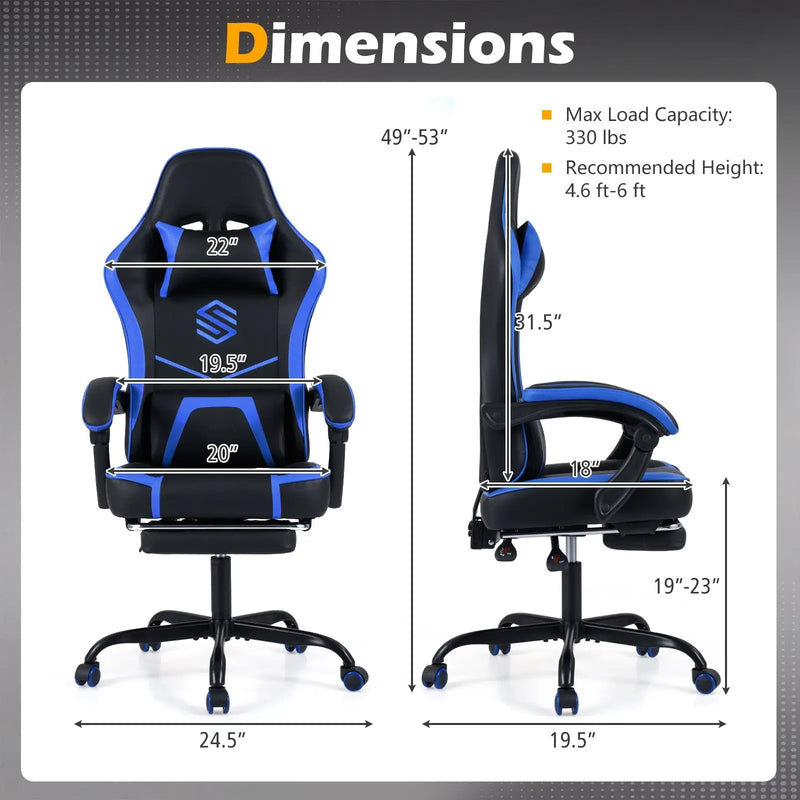 Gaming Chair Height Adjustable Computer Chair with Headrest Ergonomic Office Task Chair by DirectDeals